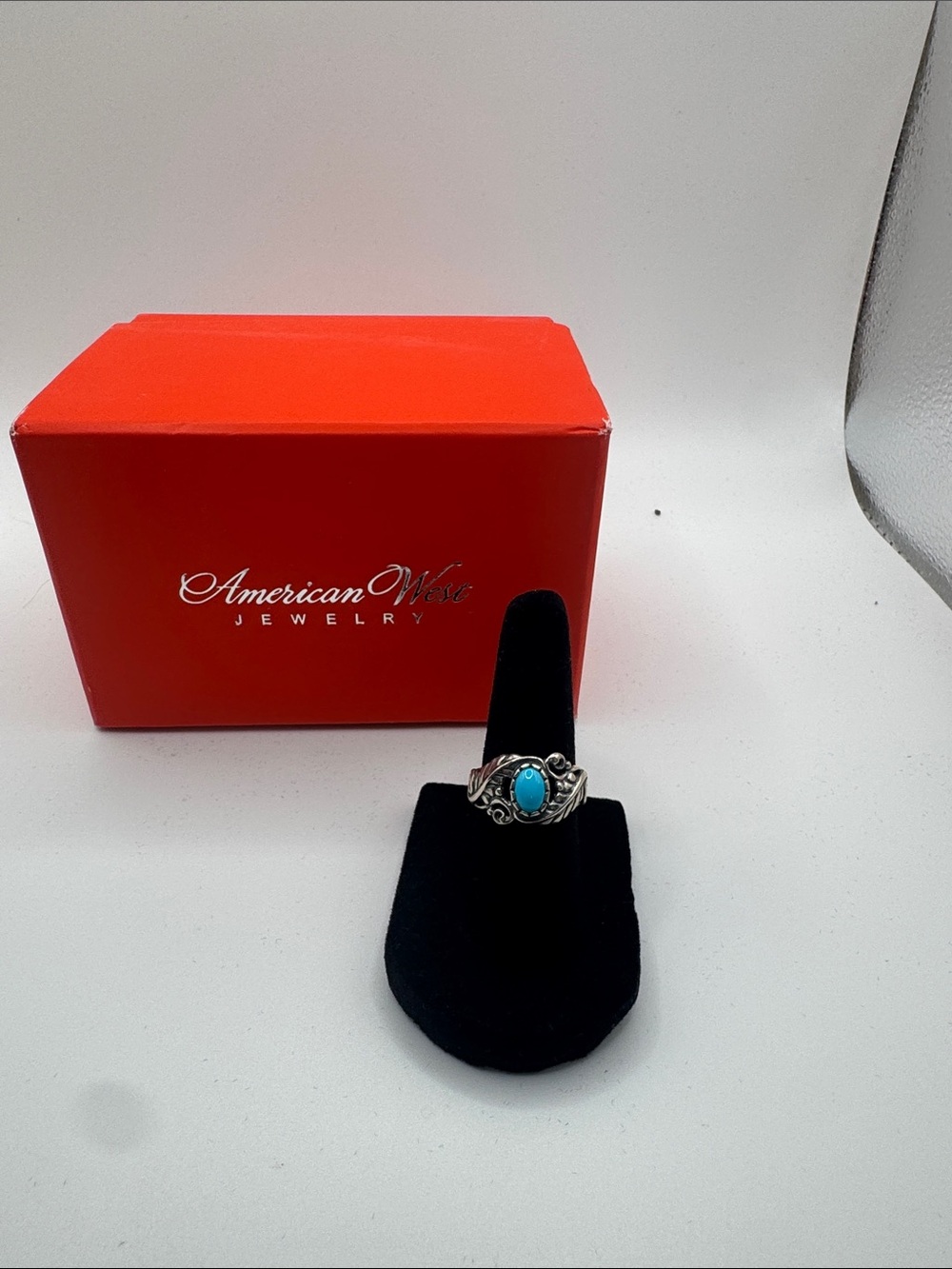 American West Silver-Tone Ring with Bright Turquoise Center